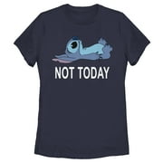 Women's Lilo & Stitch Not Today Graphic Tee Navy Blue Small