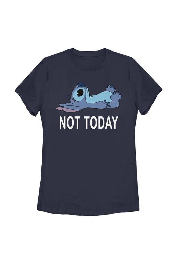 Women's Lilo & Stitch Not Today  Graphic Tee Navy Blue X Large