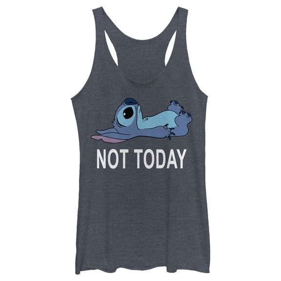 Women's Lilo & Stitch Not Today Racerback Tank Top Navy Blue Heather 2X Large