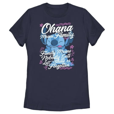 Women's Lilo & Stitch Ohana Means Family  Graphic Tee Navy Blue 2X Large