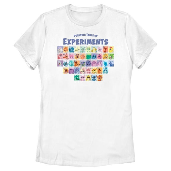 Women's Lilo & Stitch Periodic Table of Experiments  Graphic Tee White Small