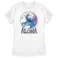 thumbnail image 1 of Women's Lilo & Stitch Pink and Blue Aloha Graphic Tee White Small, 1 of 4