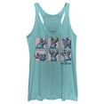 thumbnail image 1 of Women's Lilo & Stitch Poses in Pink Panels Racerback Tank Top Tahiti Blue Medium, 1 of 4
