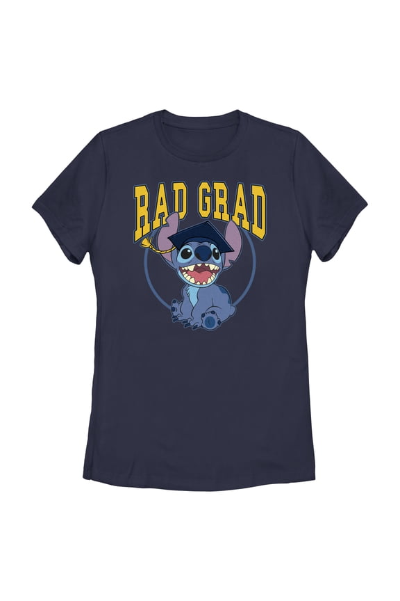 Women's Lilo & Stitch Rad Grad Graphic Tee Navy Blue Small