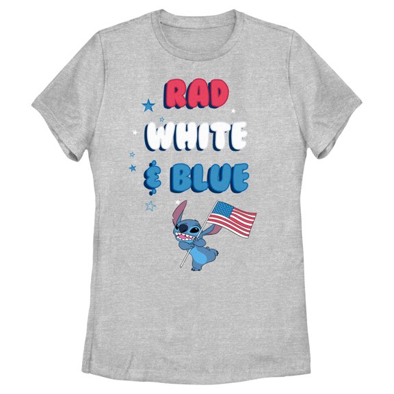 Women's Lilo & Stitch Rad White and Blue Graphic Tee Athletic Heather 2X Large