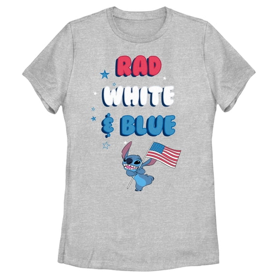 Women's Lilo & Stitch Rad White and Blue Graphic Tee Athletic Heather Small