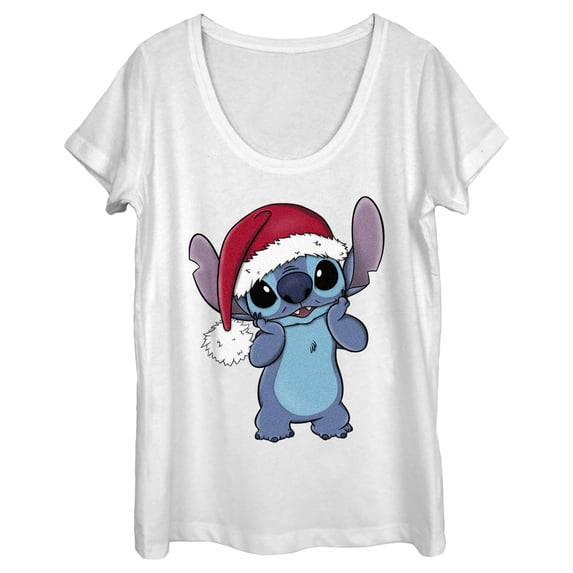 Women's Lilo & Stitch Santa Surprise Graphic Tee White 2X Large