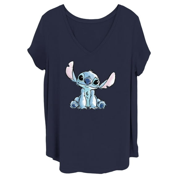 Women's Lilo & Stitch Sketch Stitch  Graphic Tee Navy Blue 4X