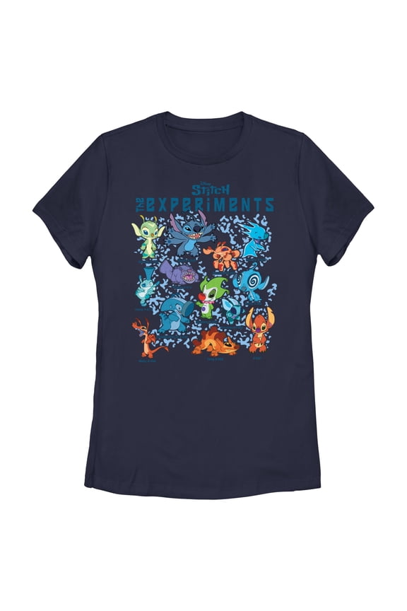 Women's Lilo & Stitch The Experiments Portraits  Graphic Tee Navy Blue Medium
