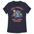 thumbnail image 1 of Women's Lilo & Stitch Treat Yourself Stitch Graphic Tee Navy Blue X Large, 1 of 4