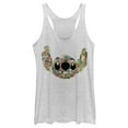 thumbnail image 1 of Women's Lilo & Stitch Tropical Flower Big Face Racerback Tank Top White Heather 2X Large, 1 of 4