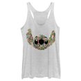 thumbnail image 1 of Women's Lilo & Stitch Tropical Flower Big Face Racerback Tank Top White Heather Medium, 1 of 4