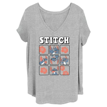 Women's Lilo & Stitch Tropical Portraits  Graphic Tee Heather Gray 4X