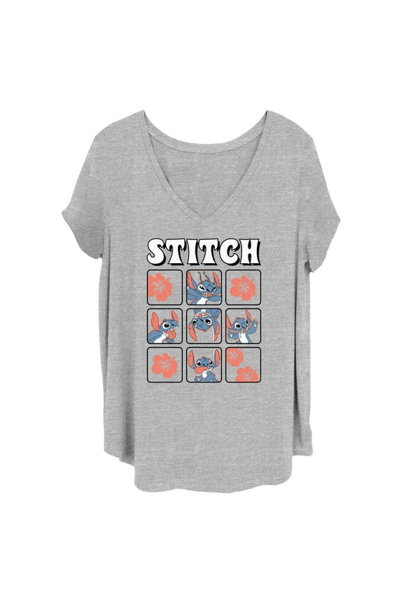 Women's Lilo & Stitch Tropical Portraits Graphic Tee Heather Gray 4X