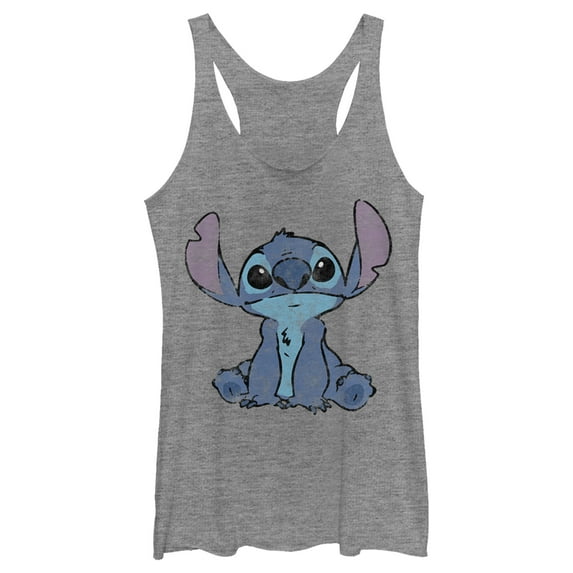 Women's Lilo & Stitch Watercolor Stitch Racerback Tank Top Gray Heather Medium
