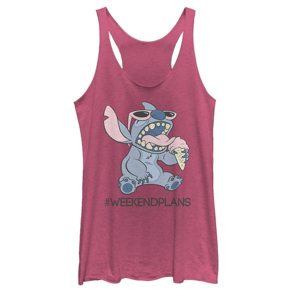 Women's Lilo & Stitch #WeekendPlans  Racerback Tank Top Pink Heather Large