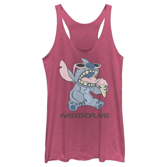 Women's Lilo & Stitch #WeekendPlans Racerback Tank Top Pink Heather Large