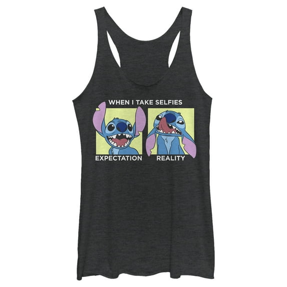 Women's Lilo & Stitch When I Take Selfies Racerback Tank Top Black Heather Small