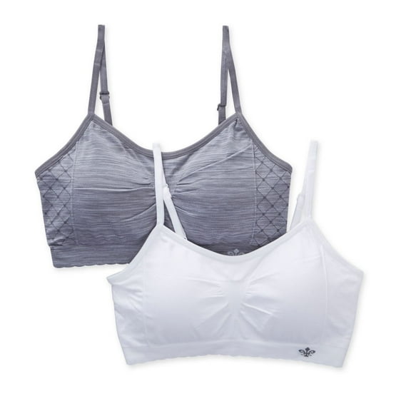 Women's Lily Of France 2171941 Seamless Comfort Bralette - 2 Pack (Tiffany Silver/White L/XL)