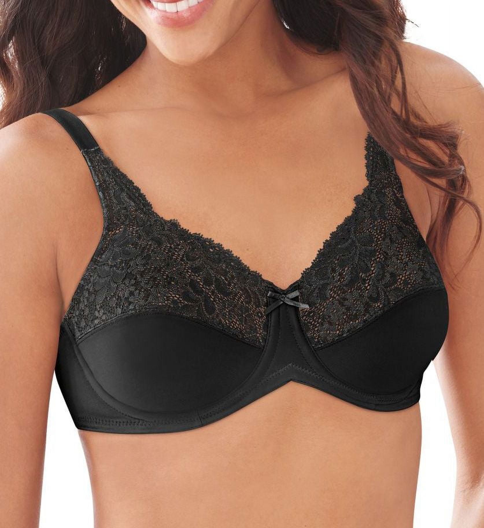 Women's Lilyette 0428 Comfort Lace Minimizer Bra (Black 38DDD