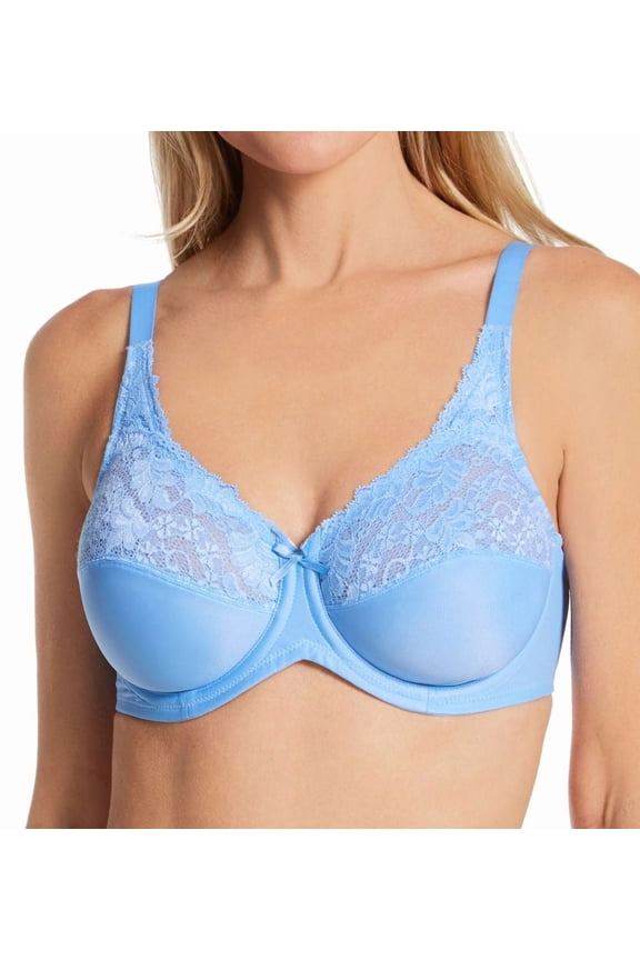 Women's Lilyette 0428 Comfort Lace Minimizer Bra (Blue Sky Ahead 36C)