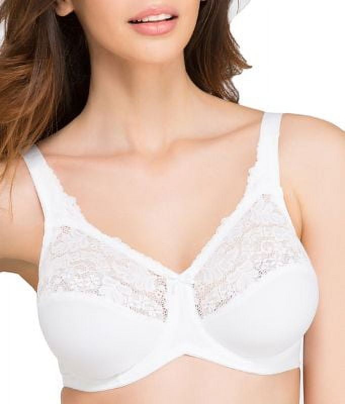 Women's Lilyette 0428 Comfort Lace Minimizer Bra (White 42DDD