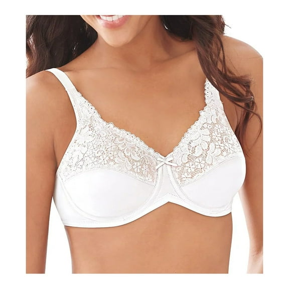 Women's Lilyette 0428 Comfort Lace Minimizer Bra (White 42DDD)