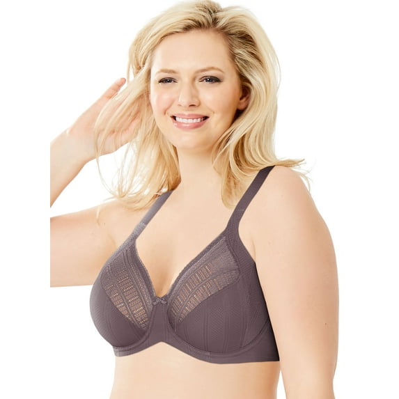 Women's Lilyette 0434 Enchantment 3 Section Mesh Minimizer Bra (Rum Raisin/RoseCreme 38C)