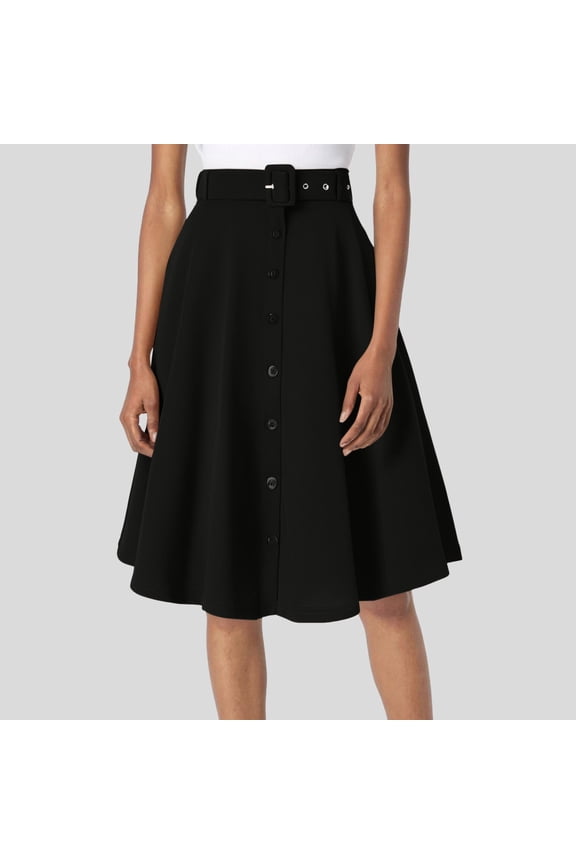 Women's A Line Flared Midi Skirt Vintage Stretch High Waisted Button Down Swing Skirt With Pockets And Belts Skirted Leggings for Women Hoop Skirt Petticoat Extra Long Twin Bed Skirt Ruffle Skirt