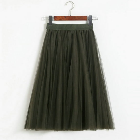 Women's A Line Pleated Skirt Mid Long Tutu Skirt Ruffle Mesh Vintage H Chiffon High Waist Skirt Suede Skirts for Women Midi Pleated Skirt Poodle Skirts for Girls Leather Midi Skirt Girls Tennis Skirt