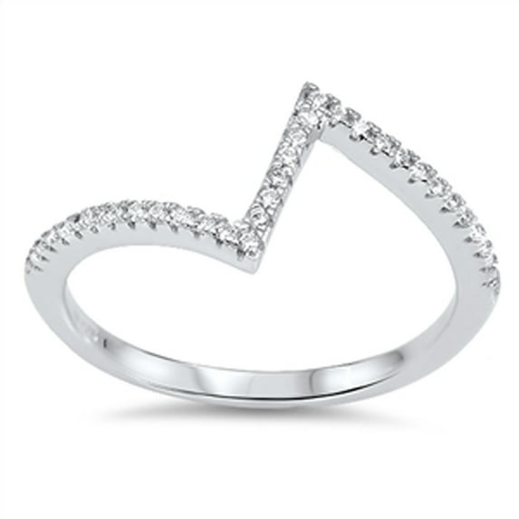 Women's Line White Cubic Zirconia Ring .925 Sterling Silver Band Jewelry Female Male Unisex Size 5