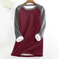 thumbnail image 1 of Women's Lined Fleece Blouses Sherpa Thick Sweatshirt Winter Clothing Solid Color Velvet Warm Top Causal Round Neck Long Sleeve Shirts Loungewear, 1 of 4