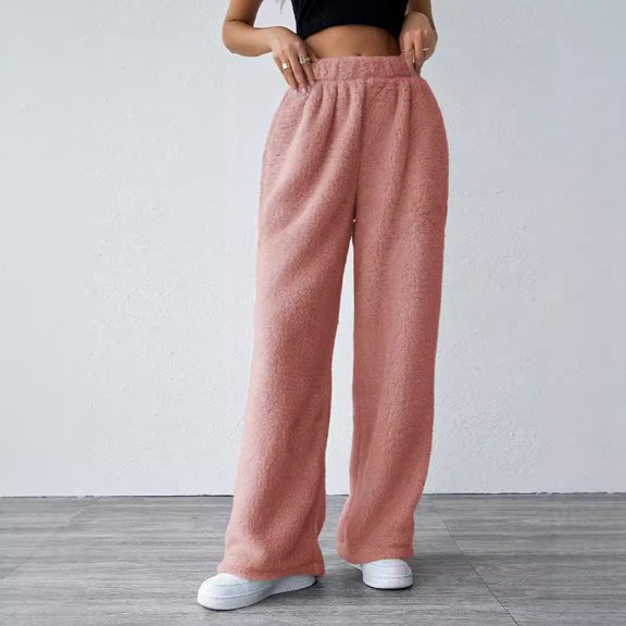 Women's Lined Pants Fuzzy Warm Sweatpants Solid Color Casual Winter Casual Work Pants Women Womens plus Size Pajama Pants plus Size Boot Cut Yoga Pants Women Pants for plus Size Women's Pants Extra