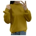 thumbnail image 1 of Women's Lined Small Turtleneck Loose Casual Long Sleeve Crew Neck Sweatshirt Solid Color Hoodless Pullover Lady Hoodies Zip up, 1 of 3
