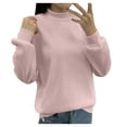 thumbnail image 1 of Women's Lined Small Turtleneck Loose Casual Long Sleeve Crew Neck Sweatshirt Solid Color Hoodless Pullover Lady Hoodies Zip up, 1 of 3