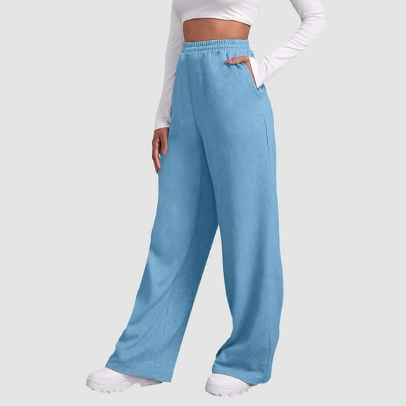 Women’s Lined Sweatpants Wide Straight Leg Pants Bottom Sweatpants Joggers Pants Workout High Waisted Yoga Pants With Pockets 2xl Women Work Outfits Straight Leg Pants for Women Stretch Work Dress