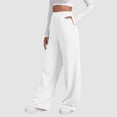 thumbnail image 1 of Women’s Lined Sweatpants Wide Straight Leg Pants Bottom Sweatpants Joggers Pants Workout High Waisted Yoga Pants With Pockets Cropped Women Cropped Pants Elastic Waist Womens Casual Two Piece Pant, 1 of 5
