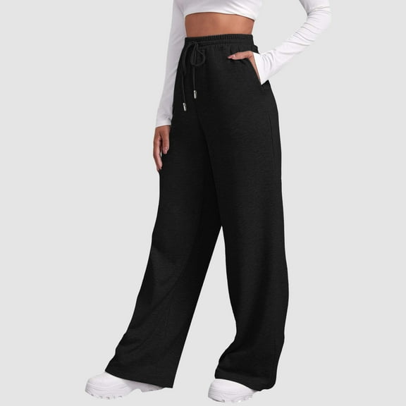 Women’s Lined Sweatpants Wide Straight Leg Pants Bottom Sweatpants Joggers Pants Workout High Waisted Yoga Pants With Pockets Dressy Casual Pants Women Elastic Waist Women 70s Pants Women Womens Fancy