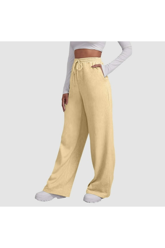 Women’s Lined Sweatpants Wide Straight Leg Pants Bottom Sweatpants Joggers Pants Workout High Waisted Yoga Pants With Pockets Elastic Waist Pants for Tall Women Pajama Pants Womens Womens Fancy Pants