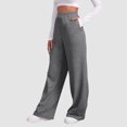 thumbnail image 1 of Women’s Lined Sweatpants Wide Straight Leg Pants Bottom Sweatpants Joggers Pants Workout High Waisted Yoga Pants With Pockets Interview Outfits for Women Casual Sweat Pants Outfit Set Women Winter, 1 of 5