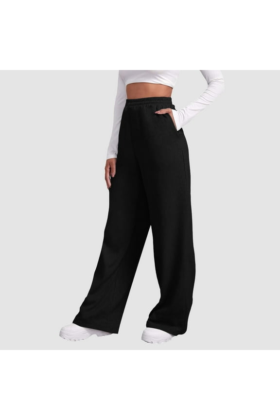 Women’s Lined Sweatpants Wide Straight Leg Pants Bottom Sweatpants Joggers Pants Workout High Waisted Yoga Pants With Pockets Interview Outfits for Women Casual Sweat Pants Outfit Set Women Winter