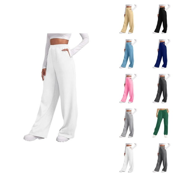 Women’s Lined Sweatpants Wide Straight Leg Pants Bottom Sweatpants Joggers Pants Workout High Waisted Yoga Pants With Pockets Women'S Casual Pants & Capris