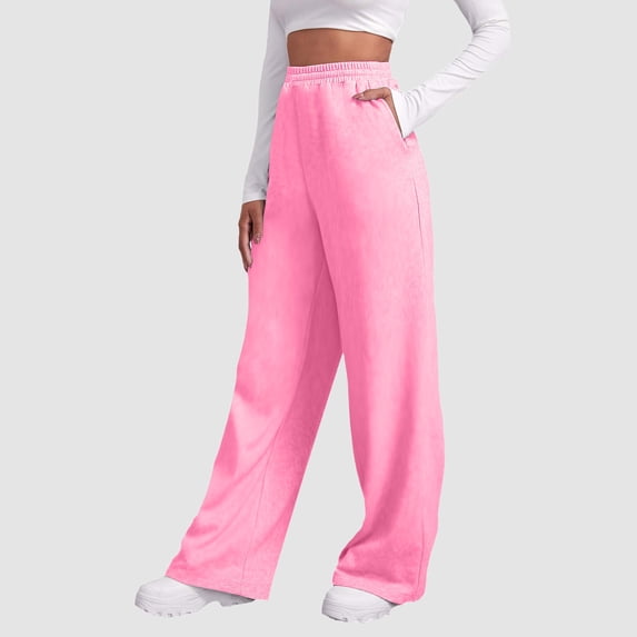 Women’s Lined Sweatpants Wide Straight Leg Pants Bottom Sweatpants Joggers Pants Workout High Waisted Yoga Pants With Pockets V Shape Leggings Leopard Print Sweats for Women Womens Drawstring Pants