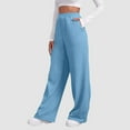 thumbnail image 1 of Women’s Lined Sweatpants Wide Straight Leg Pants Bottom Sweatpants Joggers Pants Workout High Waisted Yoga Pants With Pockets plus Size Stretch Pant Lightweight Womens Pants Summer Pants for Women, 1 of 5