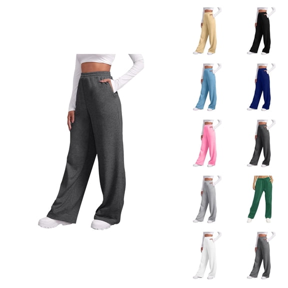 Women’s Lined Sweatpants Wide Straight Leg Pants Bottom Sweatpants Joggers Pants Workout High Waisted Yoga Pants With Pockets Women'S Cropped Pants
