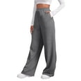 thumbnail image 1 of Women’s Lined Sweatpants Wide Straight Leg Pants Bottom Sweatpants Joggers Pants Workout High Waisted Yoga Pants With Pockets, 1 of 7