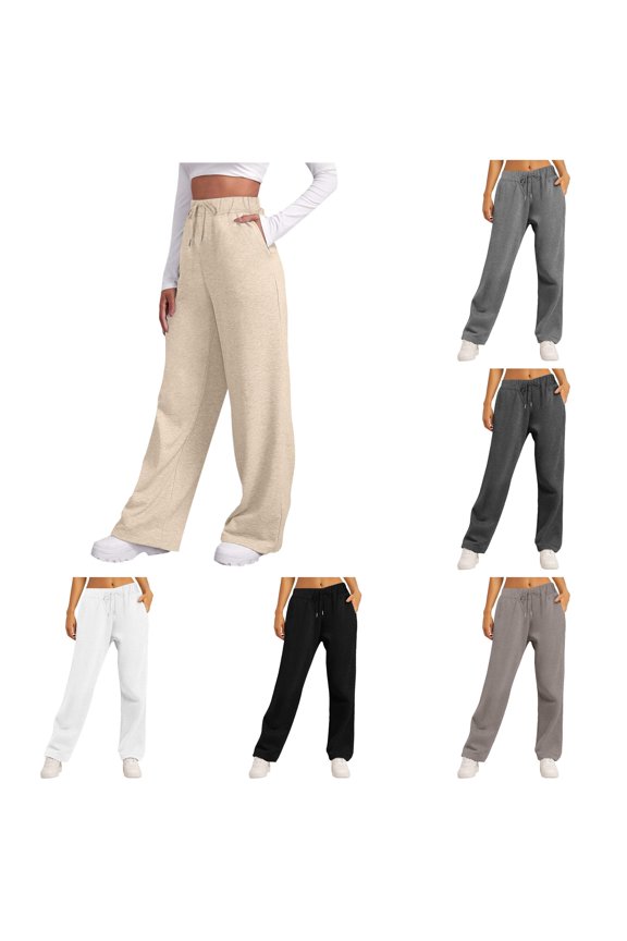 Women’s Lined Sweatpants Wide Straight Leg Pants Bottom Sweatpants Joggers Pants Workout High Waisted Yoga Pants With Pockets