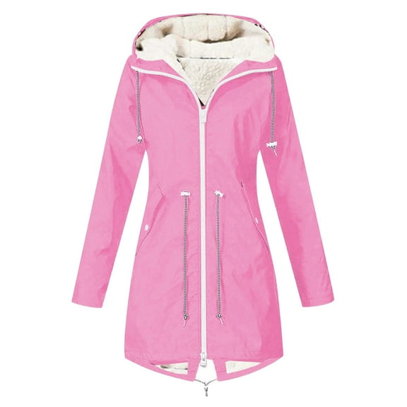 Women's Lined Winter Coat Mid Length Solid Color Hooded Jacket Clothes Women Clear Raincoat Women Old School Jackets for Women Stylish Winter Jackets for Women Windbreakers in Bulk Jacket Women plus