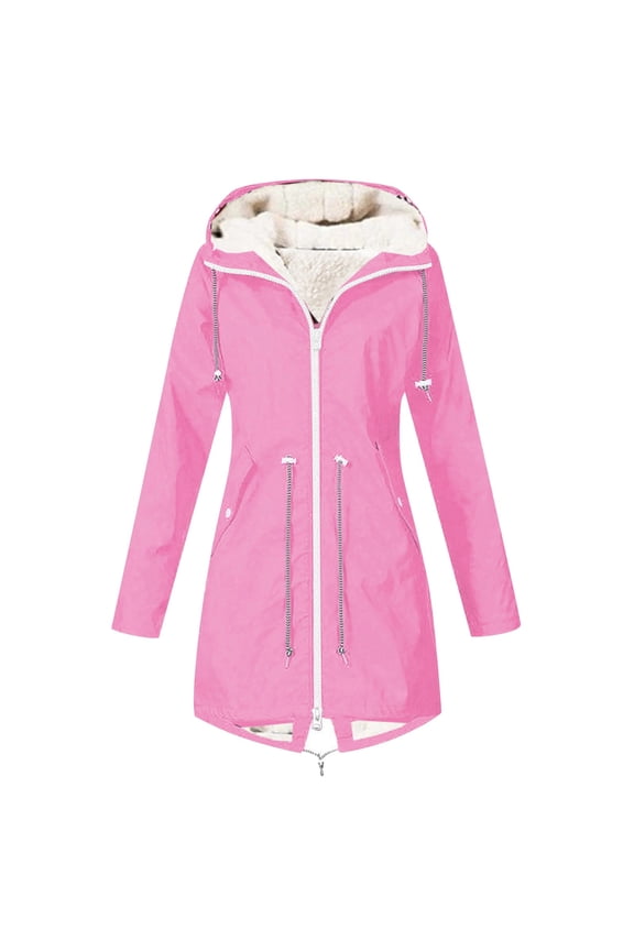 Women's Lined Winter Coat Mid Length Solid Color Hooded Jacket Surf Style Windbreaker Women Clear Running Jacket Cute Fall Dresses Women Windbreaker Pullover Women Jackets for Women Impermeable Women