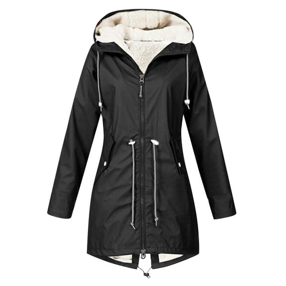 Women's Lined Winter Coat Mid Length Solid Color Hooded Jacket